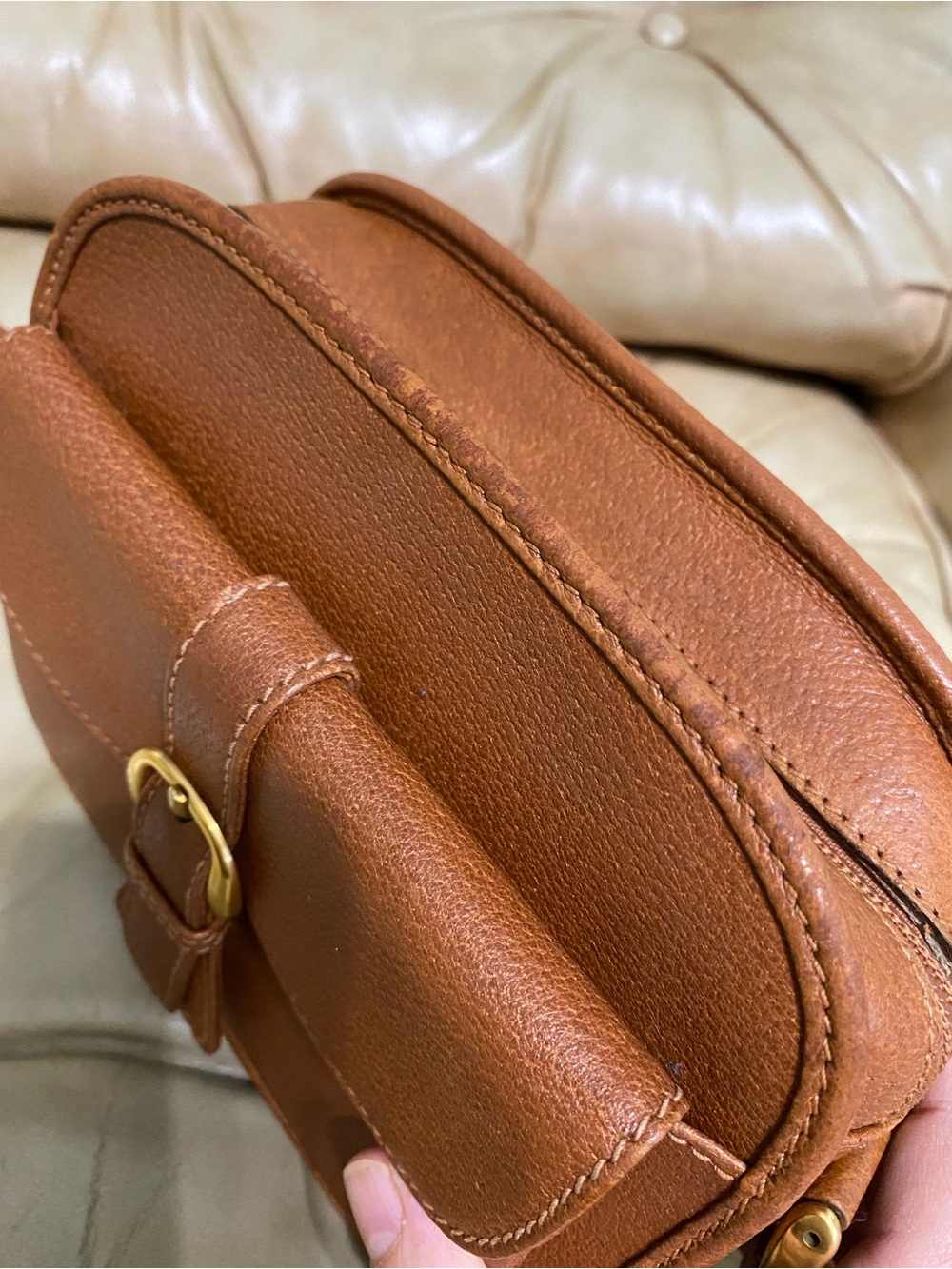 RARE Gucci Vintage Camera Bag COA Web Stripe Crossbody Cognac Leather - Picture 12 of 16